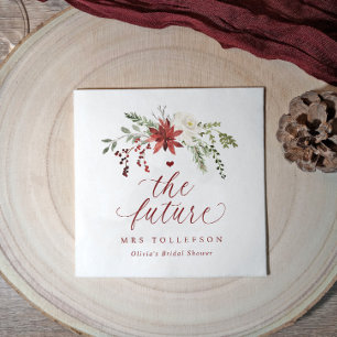Servilleta De Papel Boda de Invierno Vegetación Nupcial Ducha de Novia