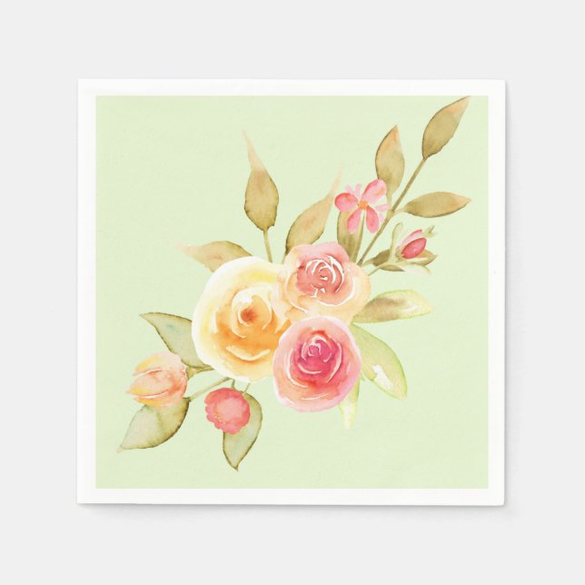 Servilleta De Papel Boda de jardín acuarela (Anverso)