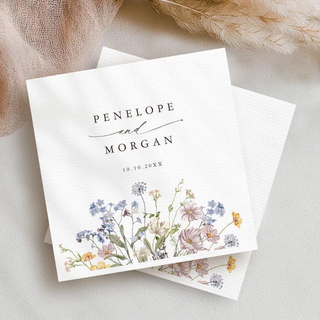 Servilleta De Papel Boda de jardín de flores silvestres de primavera c (Colorful Spring Wildflower Meadow Garden Wedding Napkins)