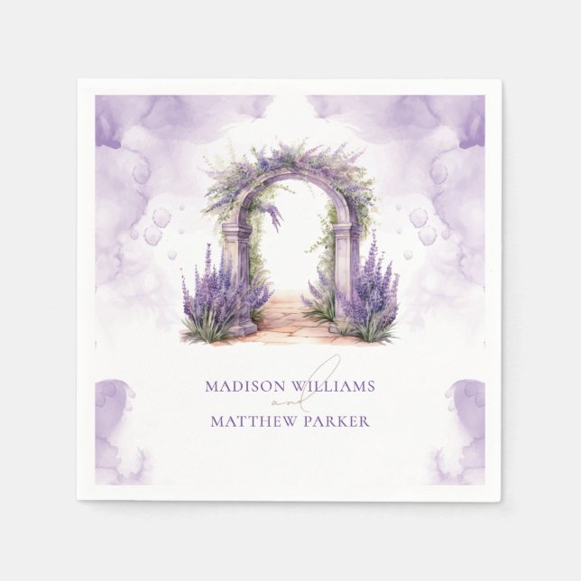 Servilleta De Papel Boda de jardín de lavanda personalizada (Anverso)