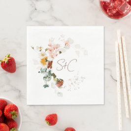 Servilleta De Papel Boda de jardín floral de flores silvestres boho rú