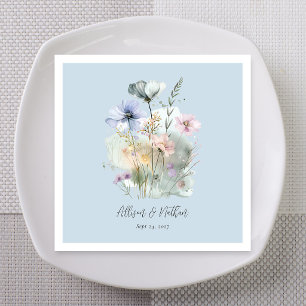 Servilleta De Papel Boda de jardín romántico suave azul polvoriento