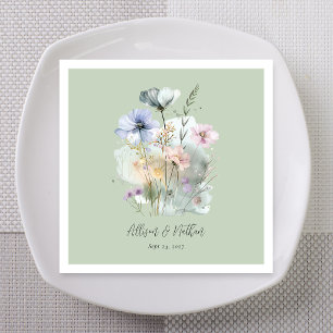 Servilleta De Papel Boda de Jardín Romántico Suave en Verde Salvia Cla