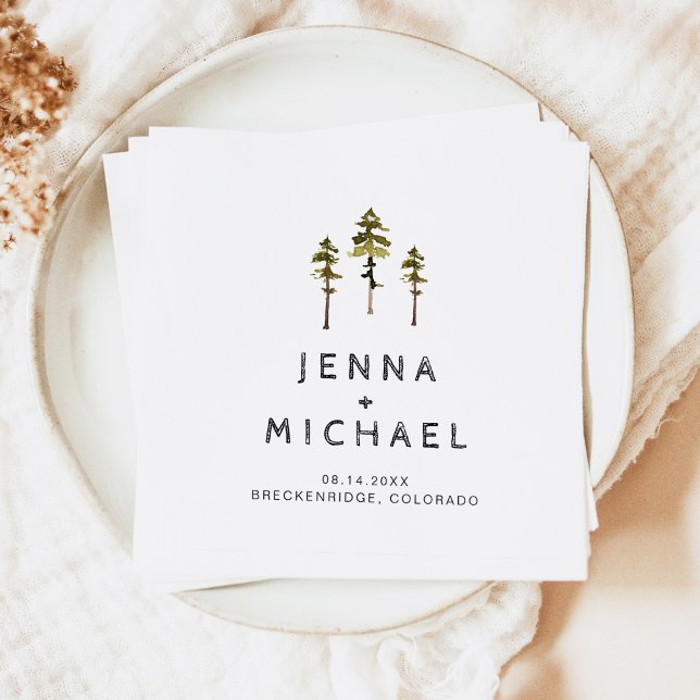 Servilleta De Papel Boda de JENNA Pine Tree Mountain en el bosque (Subido por el creador)