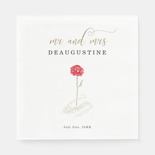 Servilleta De Papel Boda de La Bella y la Bestia (Anverso)