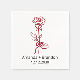 Servilleta De Papel Boda de la curva rosa roja dibujada a mano