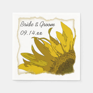 Servilleta De Papel Boda de la esquina del girasol amarillo
