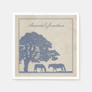 Servilleta De Papel Boda de la granja de caballos Blue and Ivory Vinta