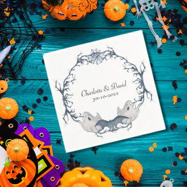 Servilleta De Papel Boda de la guantera Halloween Gray Boo Ghost Bat