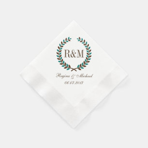 Servilleta De Papel Boda de la guirnalda de la vendimia Monogram Napki