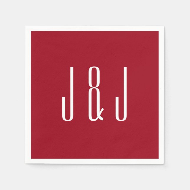 Servilleta De Papel Boda de la Llanura Roja Moderna (Anverso)