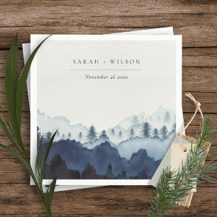 Servilleta De Papel Boda de la Marina Azul Rusa Pine Woods