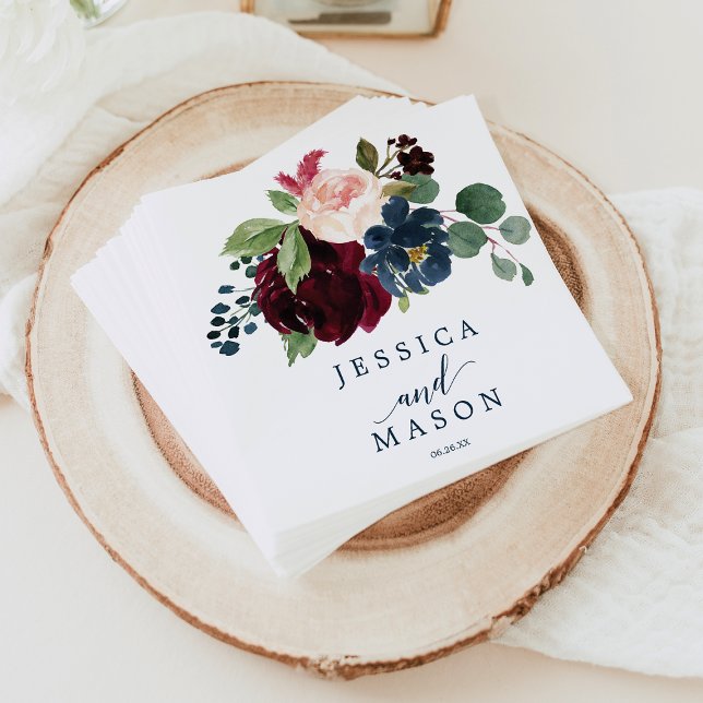 Servilleta De Papel Boda de la Marina Borgoña Napkin Cocktail Napkin (Subido por el creador)