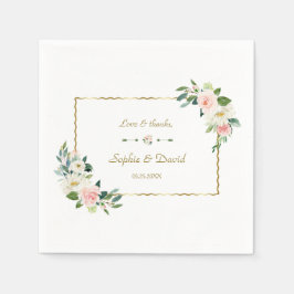 Servilleta De Papel Boda de la Marina de Oro de las Flores Rubor de co