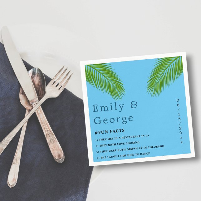 Servilleta De Papel Boda de la Marina Tropical Palm Leaf Blue Coastal  (Subido por el creador)