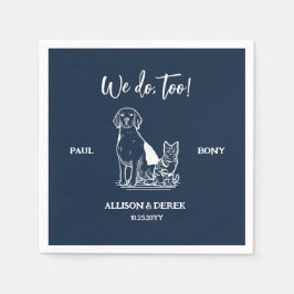 Servilleta De Papel Boda de la Marina y del Mascota de perro Minimalis