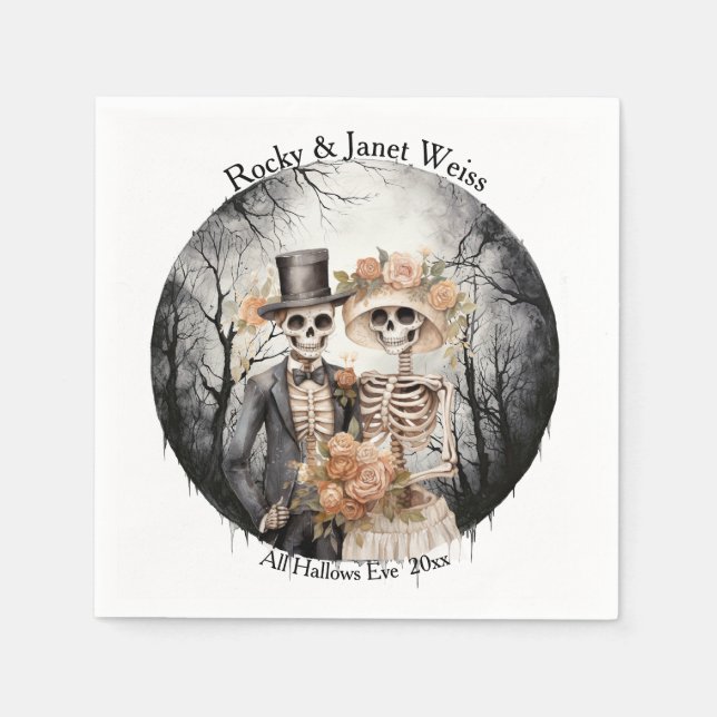 Servilleta De Papel Boda de la pareja Skeleton (Anverso)