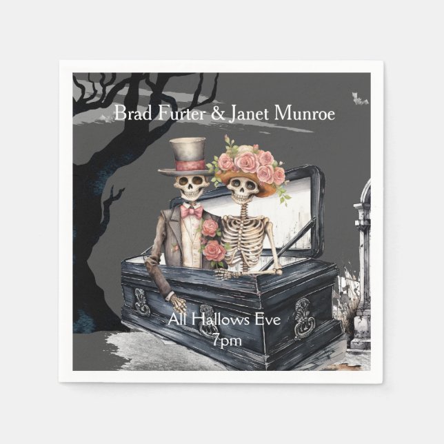 Servilleta De Papel Boda de la pareja Skeleton (Anverso)
