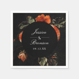 Servilleta De Papel Boda de la pintura holandesa romántica floral oscu