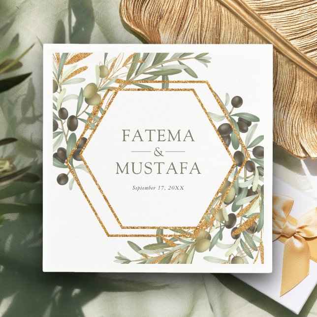 Servilleta De Papel Boda de la rama Olive Leaves Gold (Subido por el creador)
