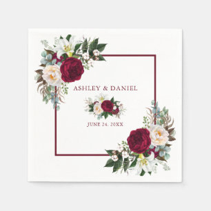 Servilleta De Papel Boda de la vegetación floral acuática de Borgoña