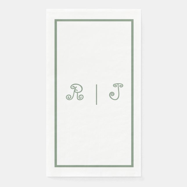 Servilleta De Papel Boda de las Cartas Iniciales del Monograma Verde S (Anverso)