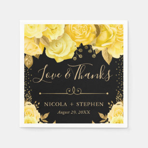 Servilleta De Papel Boda de las flores de vidrio amarillo y oro de col