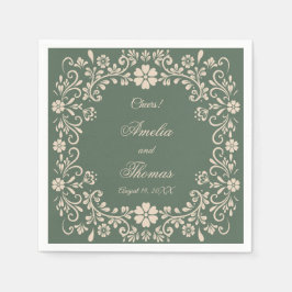 Servilleta De Papel Boda de las flores verdes rusticas