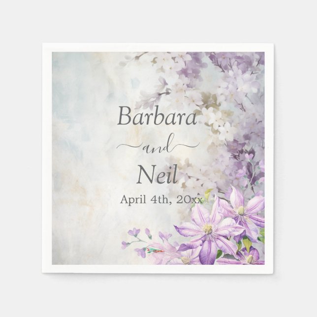 Servilleta De Papel Boda de lavadora acuarela floral (Anverso)