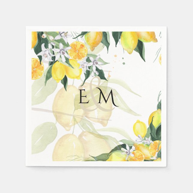 Servilleta De Papel Boda de Lemones Amarillos Frescos (Anverso)