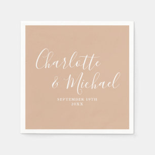 Servilleta De Papel Boda de letra elegante en tono taupe