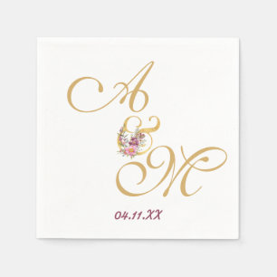 Servilleta De Papel Boda de letras Gold MONOGRAM PERSONALIZADO