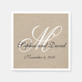 Servilleta De Papel Boda de lienzo Rústico Monograma