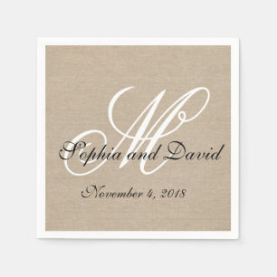 Servilleta De Papel Boda de lienzo Rústico Monograma