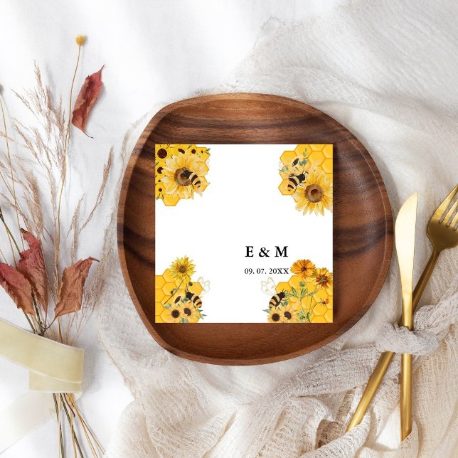 Servilleta De Papel Boda de limón de abeja de girasol amarillo (Subido por el creador)