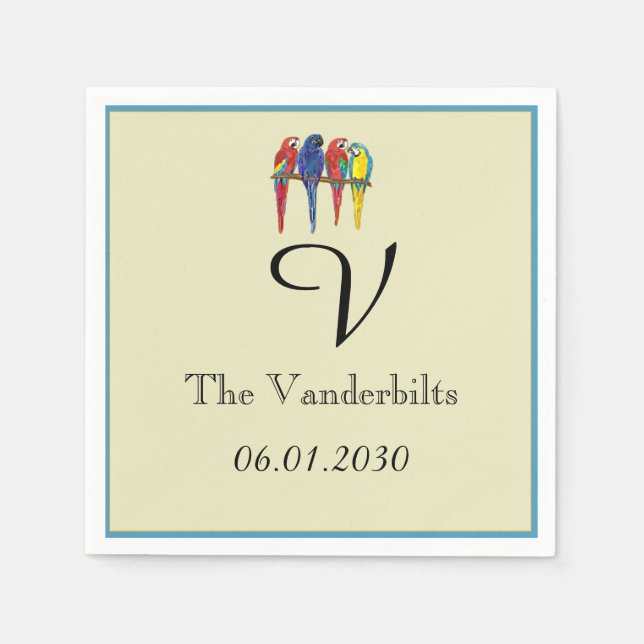 Servilleta De Papel Boda de loros tropicales (Anverso)