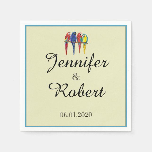 Servilleta De Papel Boda de loros tropicales (Anverso)