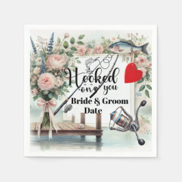 Servilleta De Papel Boda de los amantes de la pesca con vara y flores