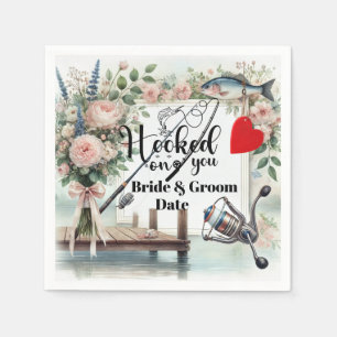 Servilleta De Papel Boda de los amantes de la pesca con vara y flores