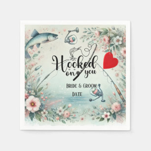 Servilleta De Papel Boda de los amantes de la pesca con vara y flores