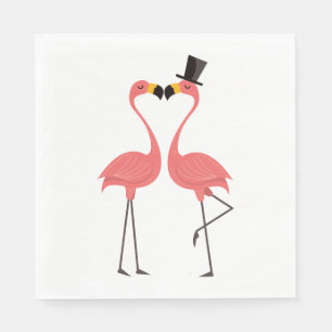 Servilleta De Papel Boda de los flamencos rosados tropicales, ducha de
