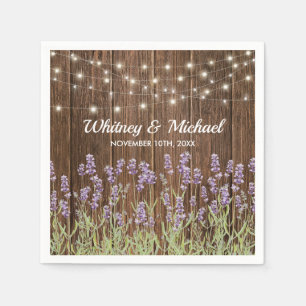 Servilleta De Papel Boda de Luces Florales de Lavanda Rústica Campestr