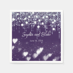 Servilleta De Papel Boda de luces moradas y blancas colgantes