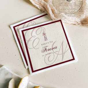 Servilleta De Papel Boda de lujo con monograma retro de dinero antiguo