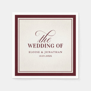 Servilleta De Papel Boda de lujo formal moderna burgundy con dinero an
