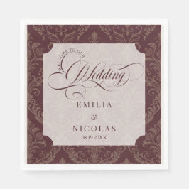 Servilleta De Papel Boda de lujo victoriana borgoña