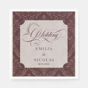 Servilleta De Papel Boda de lujo victoriana borgoña