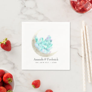 Servilleta De Papel Boda de Luna Creciente Acuarela y Cristal