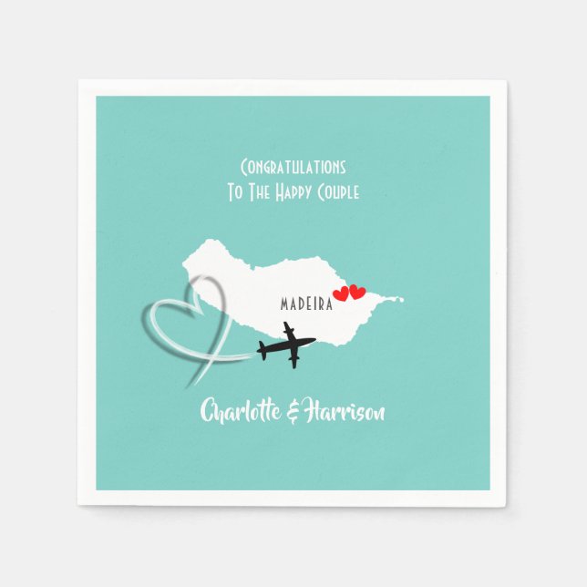 Servilleta De Papel Boda de Madeira, destino tropical (Anverso)