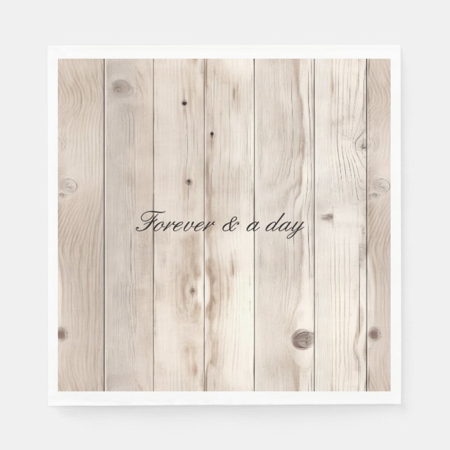 Servilleta De Papel Boda de madera blanca crema (Anverso)